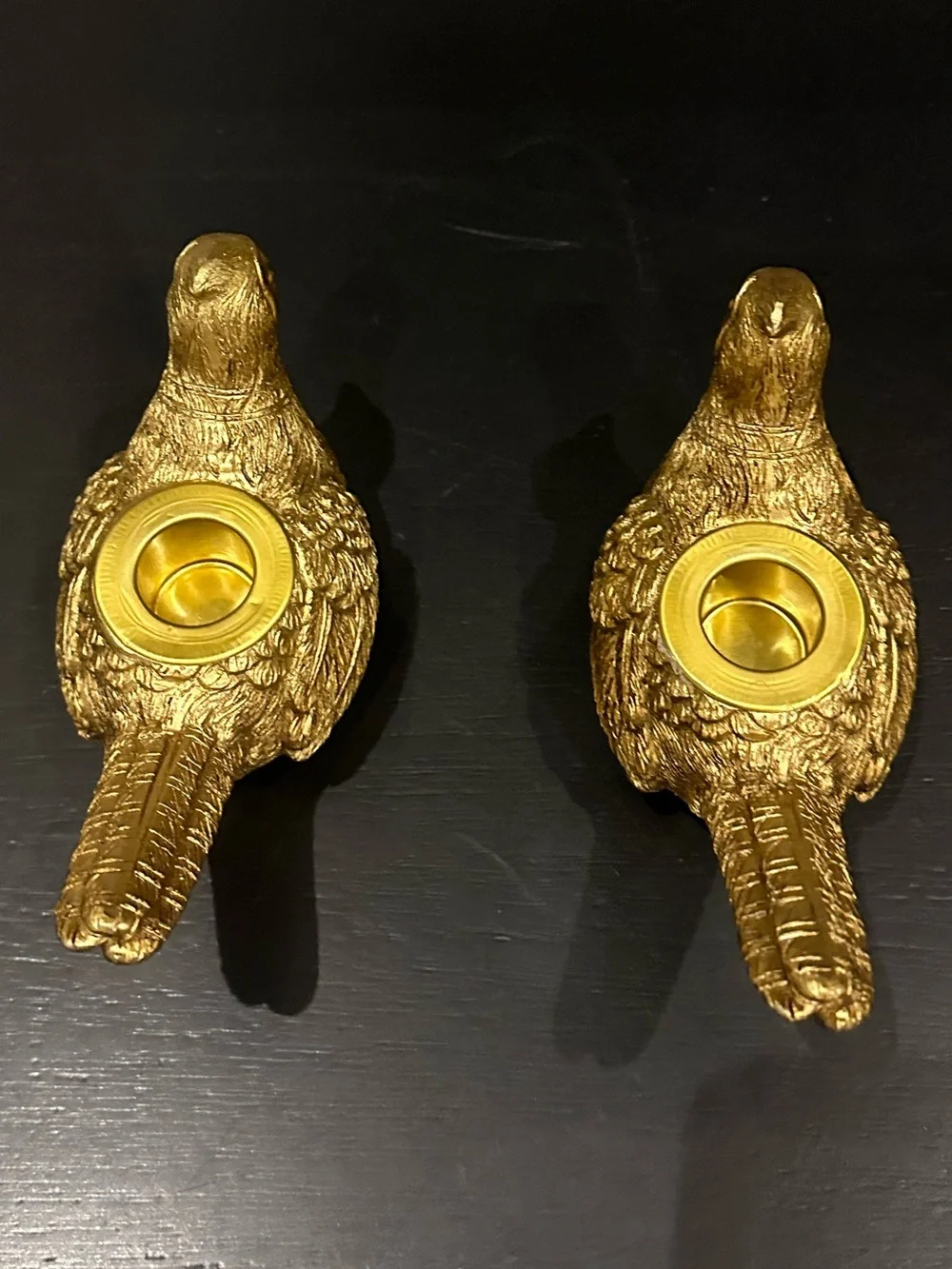 Gold Bird Candle Holders Pair - Elegant Home Accents